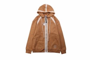 ロエベ Loewe ロゴ刺繍ウェビング ジップ パーカー カーキ 22FW
