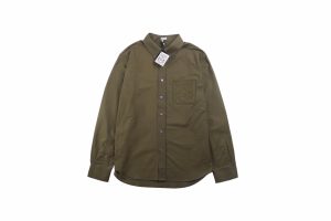 ロエベ Loewe ロエベ Loewe 刺繍 ウォッシュロングスリーブシャツ グリーン 22SS