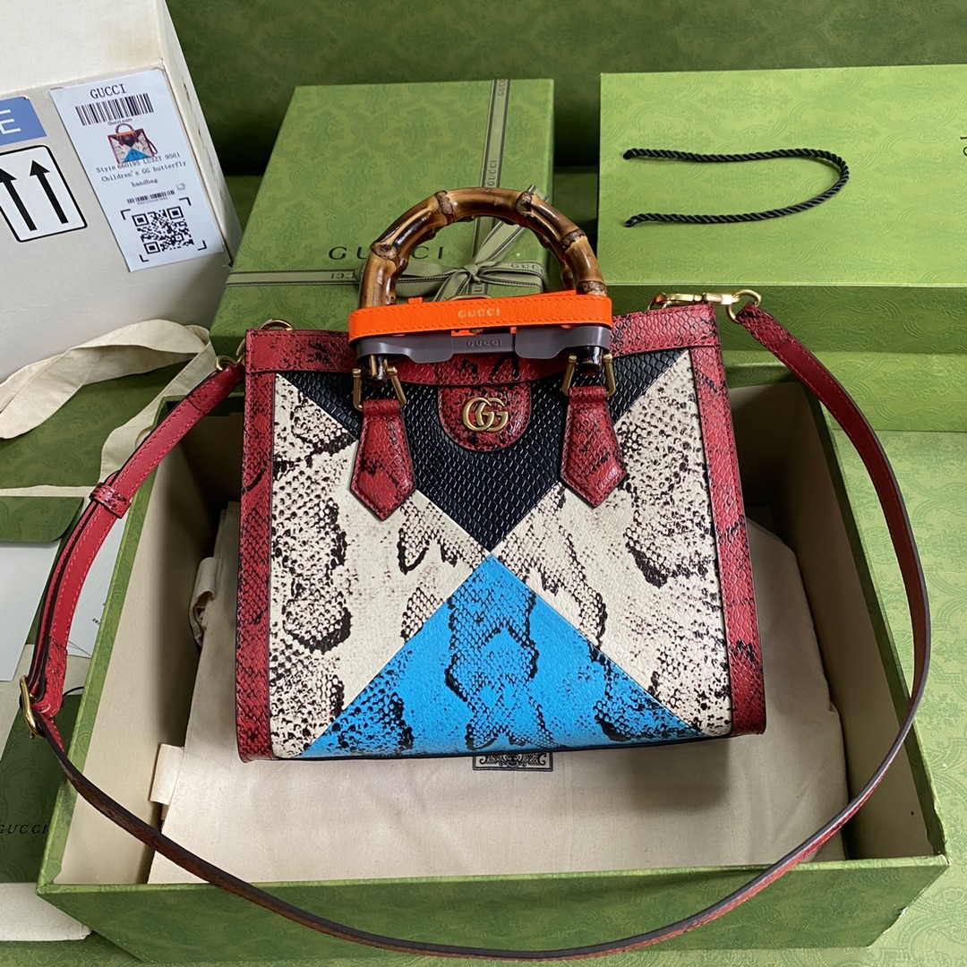 GUCCI グッチ 660195 ダイアナ スモール パイソン トートバッグ – 海外