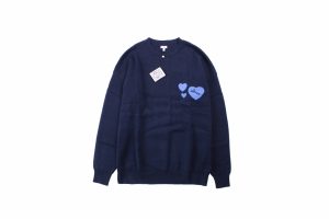 ロエベ Loewe ハート柄クルーネック ニットセーター ブルー 22FW