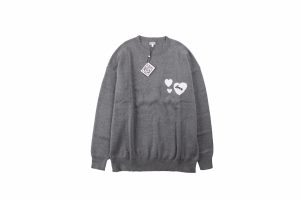 ロエベ Loewe ハート柄クルーネック ニットセーター グレー 22FW
