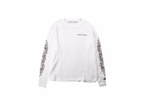 クロムハーツ CHROME HEARTS ワッフルレタリングロングスリーブTシャツ ホワイト
