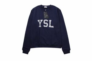 サンローラン YSL ロゴ スウェットシャツ ブルー
