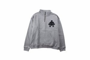 クロムハーツ CHROME HEARTS ポーラーフリース ハーフジップ スウェットシャツ グレー
