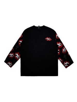 クロムハーツ CHROME HEARTS 口柄 クルーネックセーター ブラック