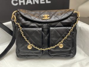 シャネル 24P ヒッピー CHANEL ホーボー バッグ ブラック AS4743