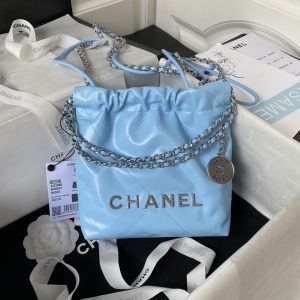 シャネル Mini Handbag CHANEL 22 ミニ AS3980 ハンドバック ブルー 水色