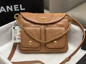 シャネル 24P CHANEL ホーボー バッグ キャメル AS4743
