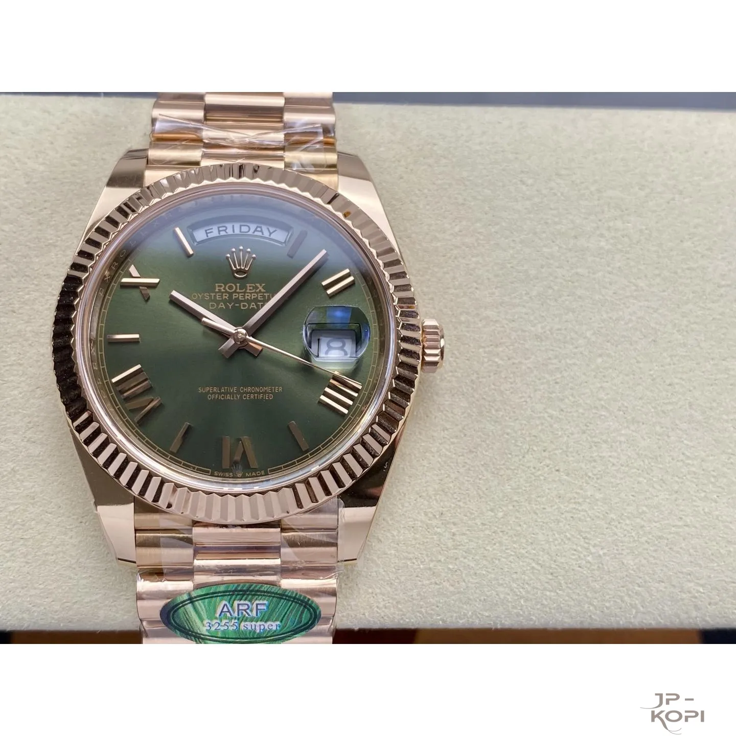 ロレックス デイデイト 40mm M228235-0025|オリーブグリーン 上海Cal.3255 加重版【ARF工場製 高品質コピー腕時計】 - 画像 (2)