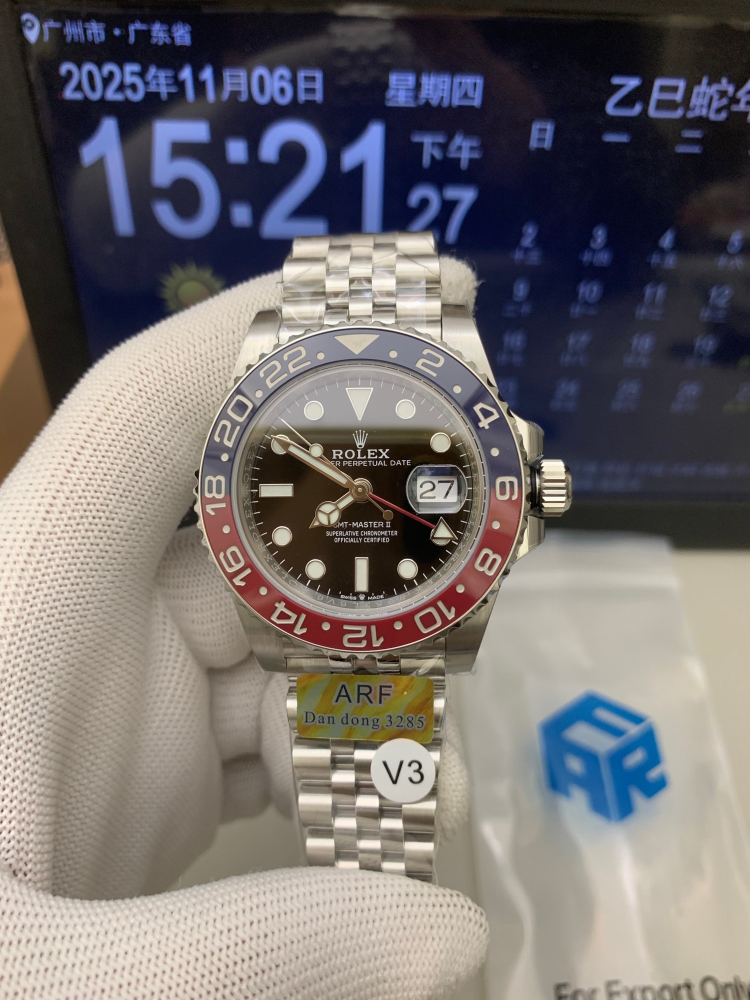 ロレックス GMTマスター II 126710BLRO|ブルーレッドベゼル ジュビリーブレスレット 丹東Cal.3285【ARF工場製 高品質腕時計】 - 画像 (2)