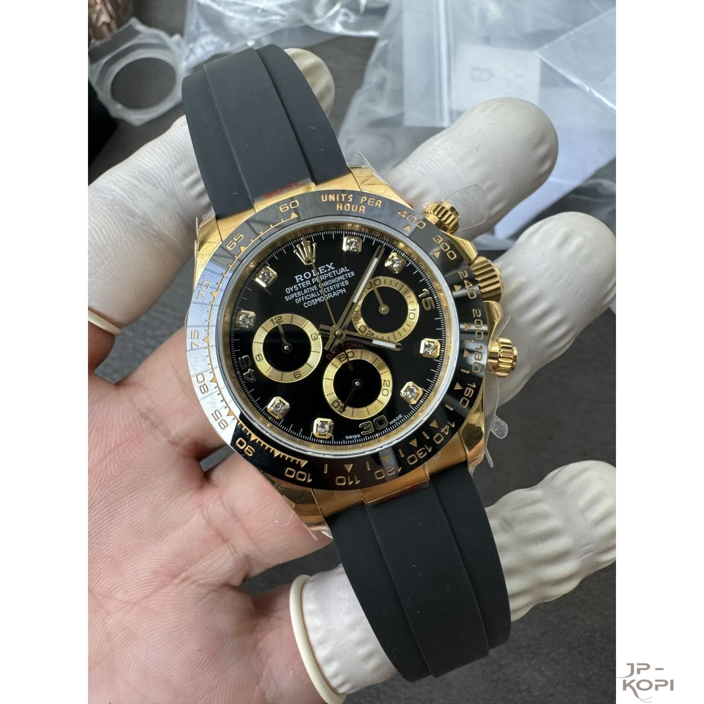 ロレックス デイトナ 116518LN-0078|ダイヤ入りブラック 丹東Cal.4130 加重版【QF工場製 高品質コピー腕時計】 - 画像 (4)