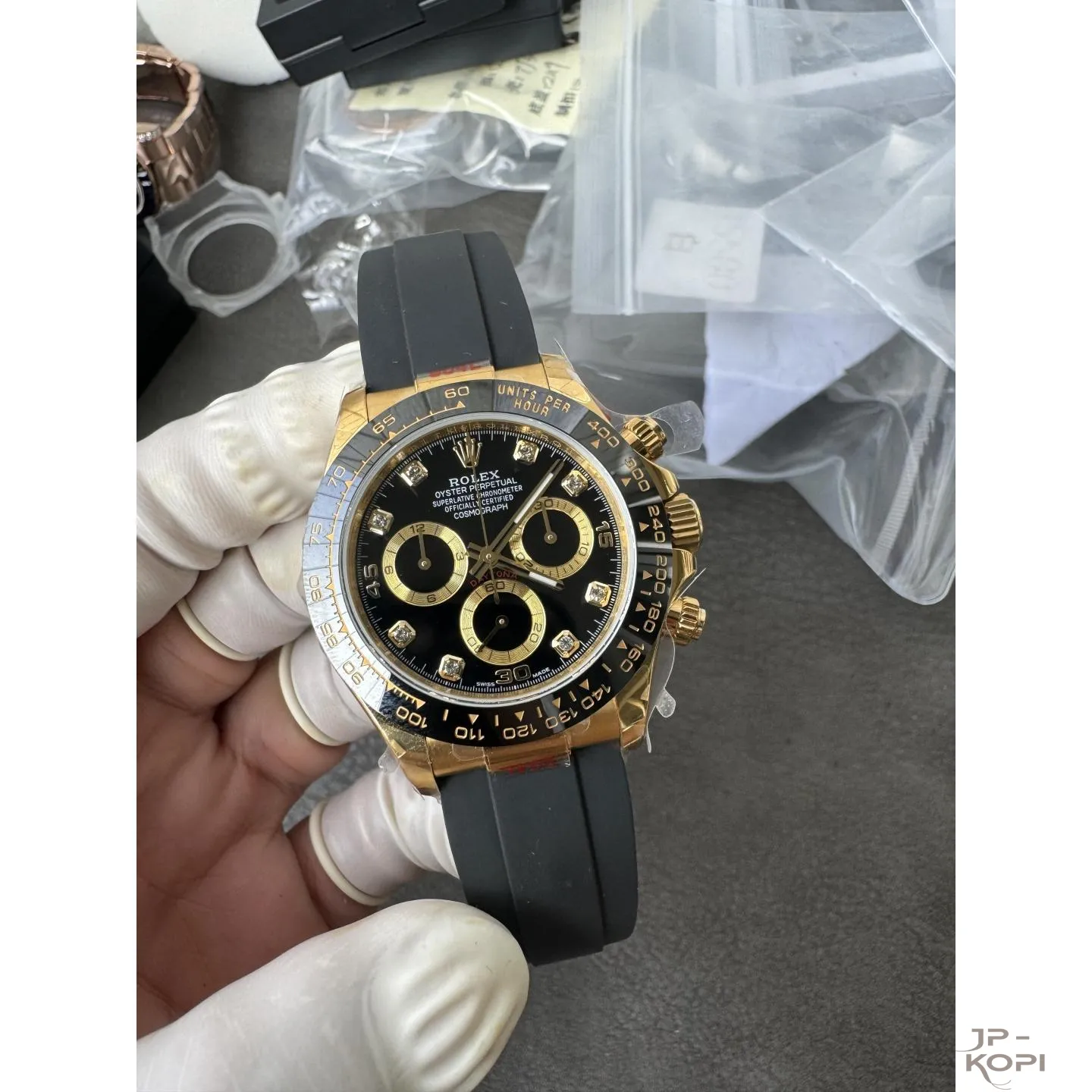 ロレックス デイトナ 116518LN-0078|ダイヤ入りブラック 丹東Cal.4130 加重版【QF工場製 高品質コピー腕時計】 - 画像 (7)