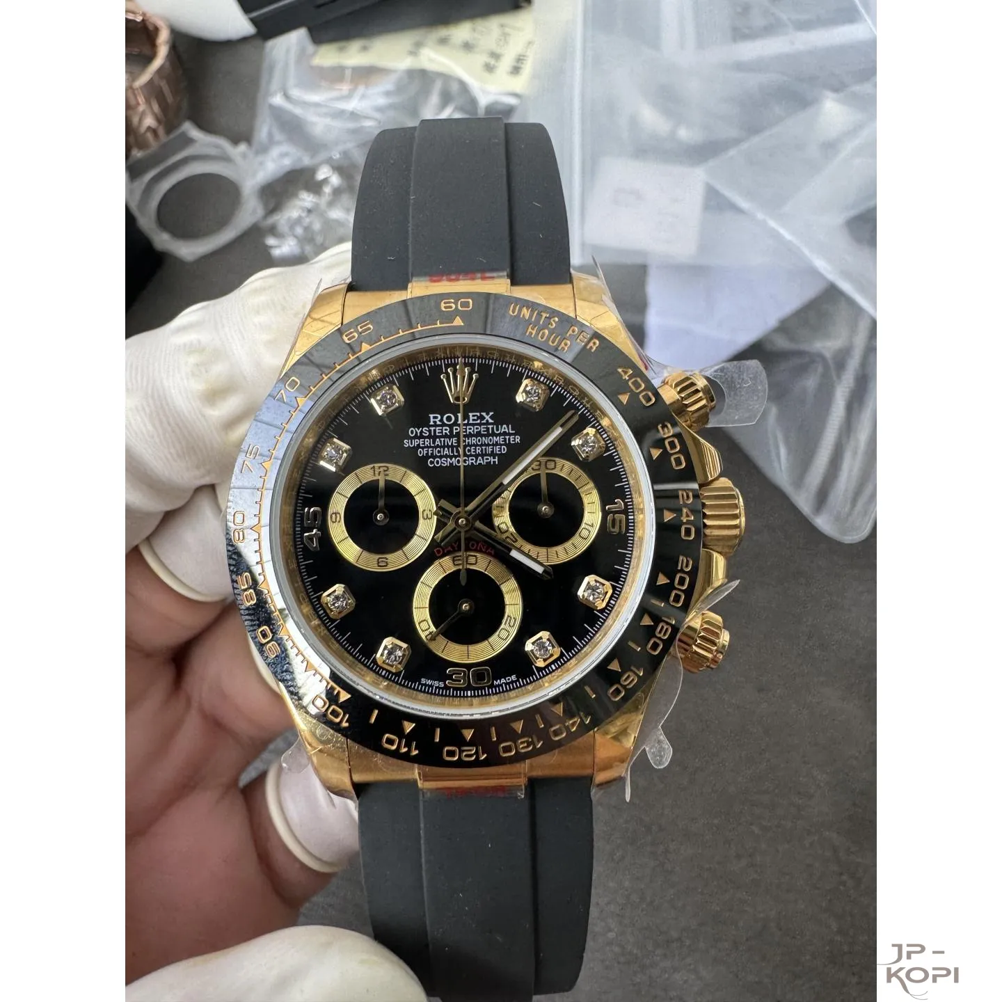 ロレックス デイトナ 116518LN-0078|ダイヤ入りブラック 丹東Cal.4130 加重版【QF工場製 高品質コピー腕時計】 - 画像 (3)