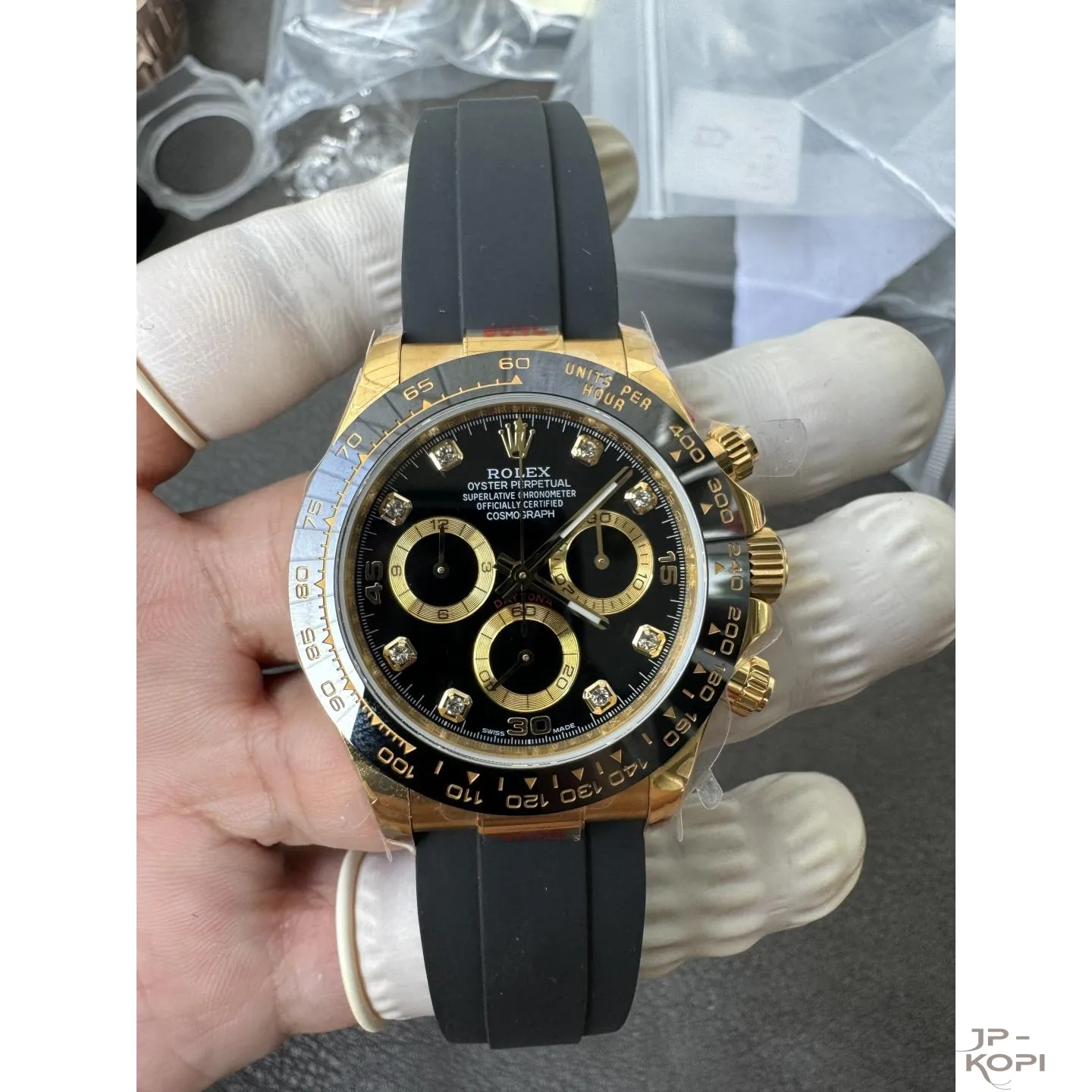 ロレックス デイトナ 116518LN-0078|ダイヤ入りブラック 丹東Cal.4130 加重版【QF工場製 高品質コピー腕時計】 - 画像 (2)