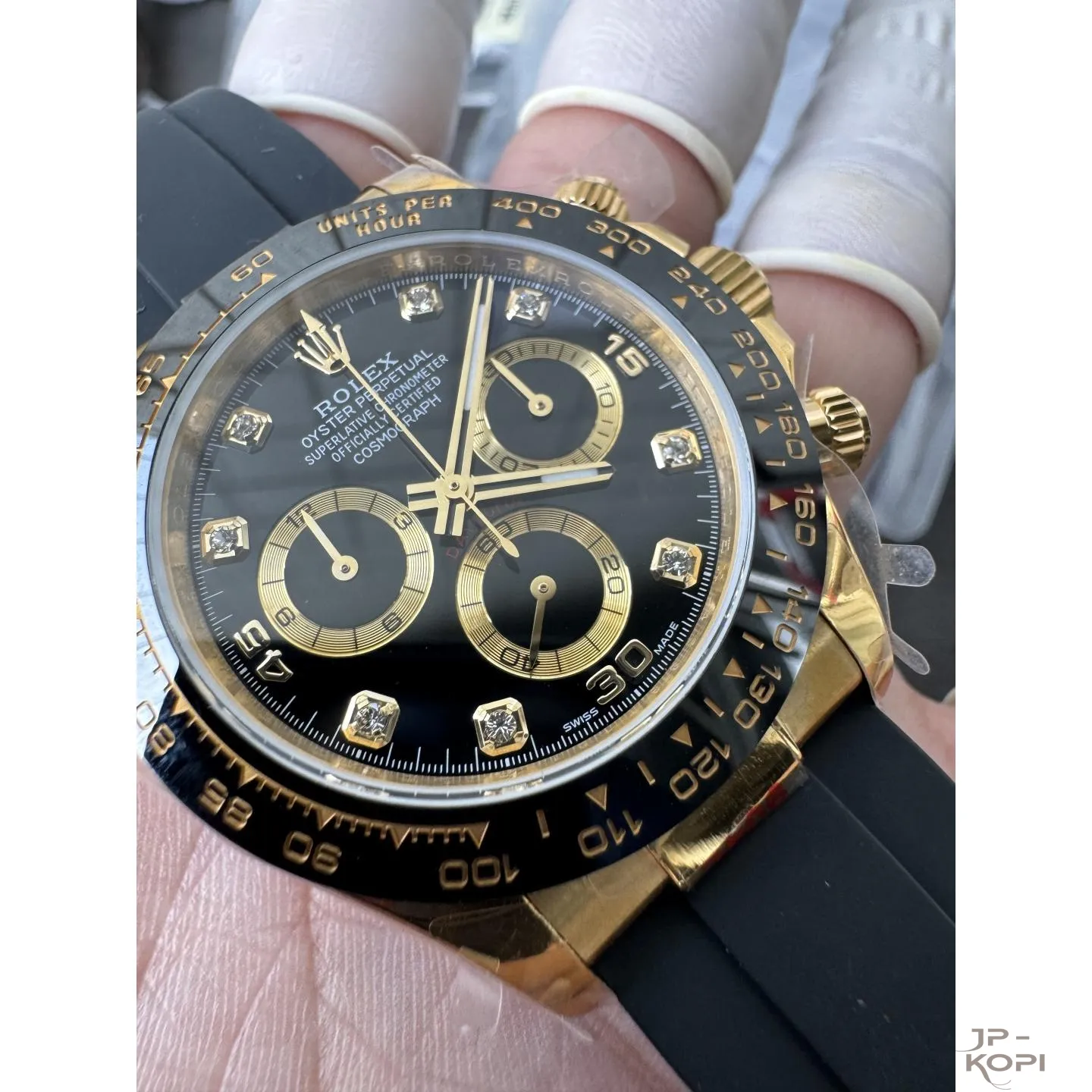 ロレックス デイトナ 116518LN-0078|ダイヤ入りブラック 丹東Cal.4130 加重版【QF工場製 高品質コピー腕時計】 - 画像 (6)