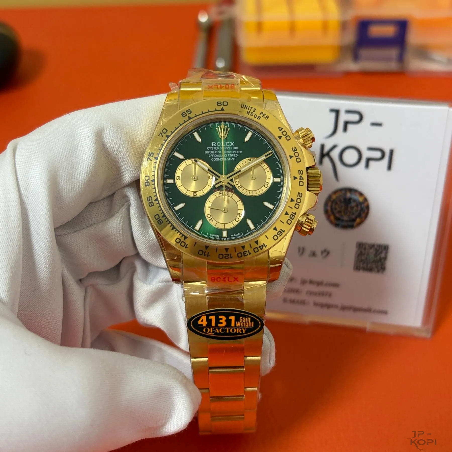 ロレックス デイトナ 126508-0008 グリーン&イエローゴールド 上海Cal.4131 加重版【QF工場製 高品質コピー腕時計】 - 画像 (2)