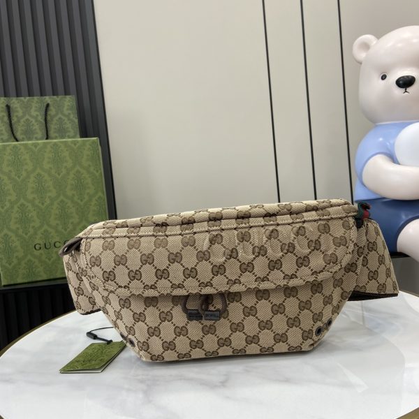 グッチ GUCCI 804262 メンズGGキャンバスウエストバッグ ベージュ×エボニー ベルトバッグ