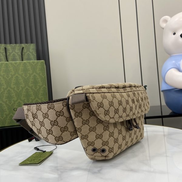 グッチ GUCCI 804262 メンズGGキャンバスウエストバッグ ベージュ×エボニー ベルトバッグ - 画像 (2)