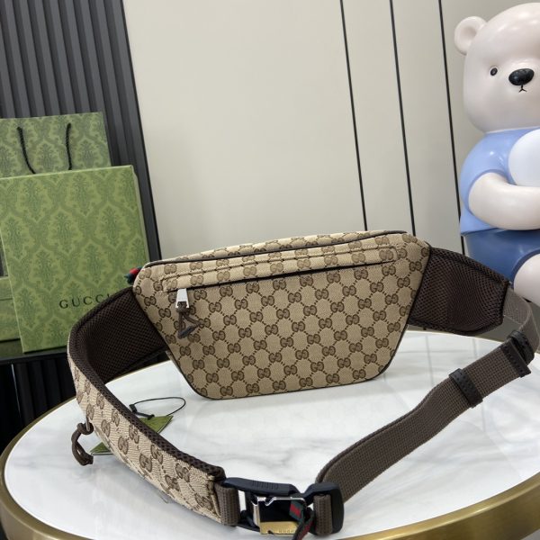 グッチ GUCCI 804262 メンズGGキャンバスウエストバッグ ベージュ×エボニー ベルトバッグ - 画像 (3)