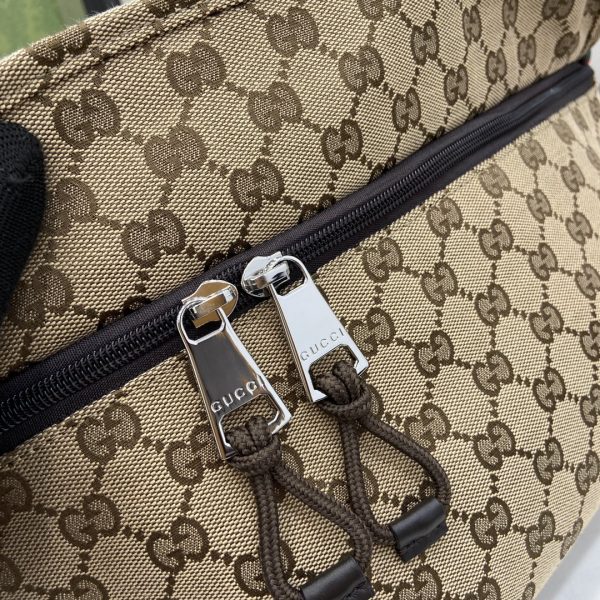 グッチ GUCCI 804262 メンズGGキャンバスウエストバッグ ベージュ×エボニー ベルトバッグ - 画像 (5)