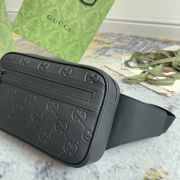 グッチ GUCCI 771422 レプリカ · GGエンボスレザー ウエストバッグ/ベルトバッグ テックブラック - 画像 (3)