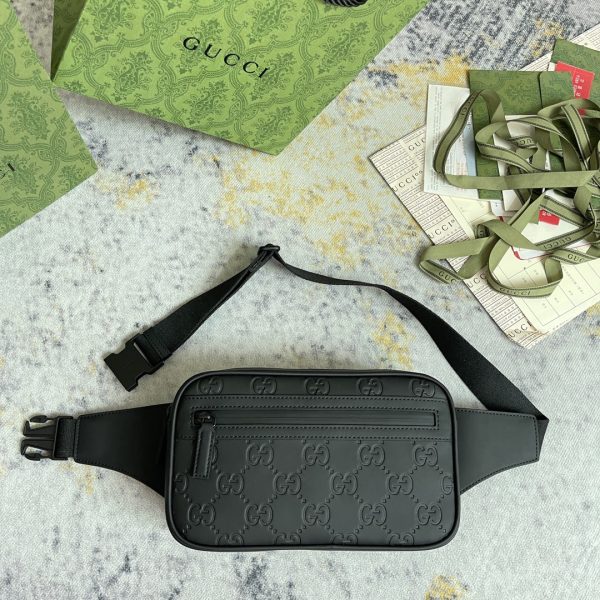 グッチ GUCCI 771422 レプリカ · GGエンボスレザー ウエストバッグ/ベルトバッグ テックブラック - 画像 (4)