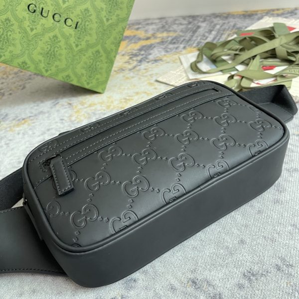 グッチ GUCCI 771422 レプリカ · GGエンボスレザー ウエストバッグ/ベルトバッグ テックブラック - 画像 (7)