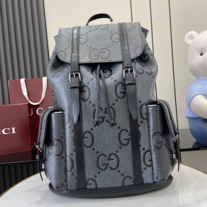 グッチ GUCCI 625770 レプリカ ·  スーパーGG粒革バックパック ✨ グレー×ブラック