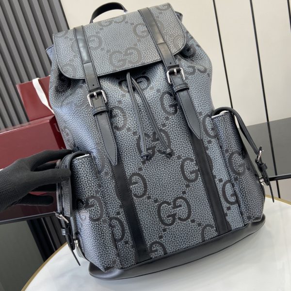 グッチ GUCCI 625770 レプリカ ·  スーパーGG粒革バックパック ✨ グレー×ブラック - 画像 (2)