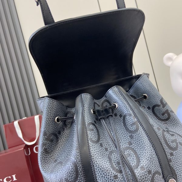 グッチ GUCCI 625770 レプリカ ·  スーパーGG粒革バックパック ✨ グレー×ブラック - 画像 (4)
