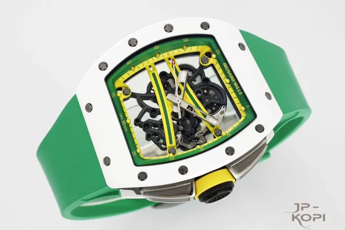 リシャール・ミル RM61-01 オートマティック｜グリーンラバー×ホワイトセラミック×スケルトン文字盤【ZF製】 - 画像 (4)
