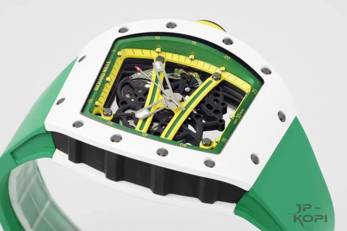 リシャール・ミル RM61-01 オートマティック｜グリーンラバー×ホワイトセラミック×スケルトン文字盤【ZF製】 - 画像 (5)