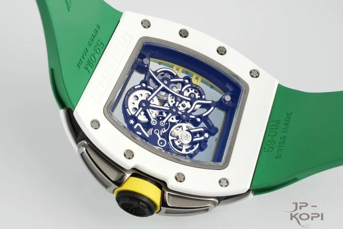 リシャール・ミル RM61-01 オートマティック｜グリーンラバー×ホワイトセラミック×スケルトン文字盤【ZF製】 - 画像 (6)