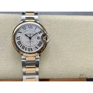 カルティエ バロンブルー W2BB0032｜レディース 33mm シルバー文字盤 ローズゴールドコンビ【3K製】