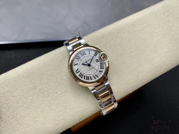 カルティエ バロンブルー W2BB0032｜レディース 33mm シルバー文字盤 ローズゴールドコンビ【3K製】 - 画像 (4)