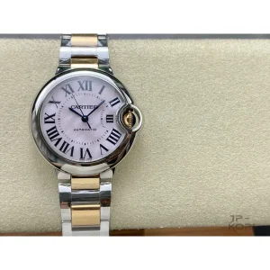 カルティエ バロンブルー W6920100｜レディース 33mm ピンク文字盤 ステンレス×YGメッキブレス【3K製】