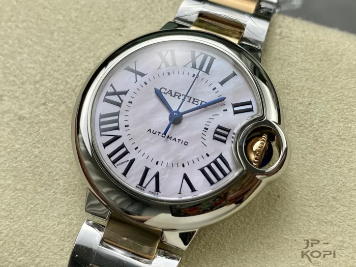 カルティエ バロンブルー W6920100｜レディース 33mm ピンク文字盤 ステンレス×RGメッキブレス【3K製】 - 画像 (3)