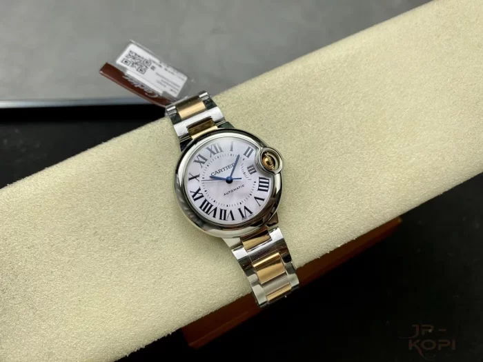カルティエ バロンブルー W6920100｜レディース 33mm ピンク文字盤 ステンレス×RGメッキブレス【3K製】 - 画像 (4)