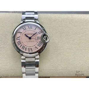 カルティエ バロンブルー W6920100｜レディース 33mm ピンク文字盤 ステンレスブレス【3K製】