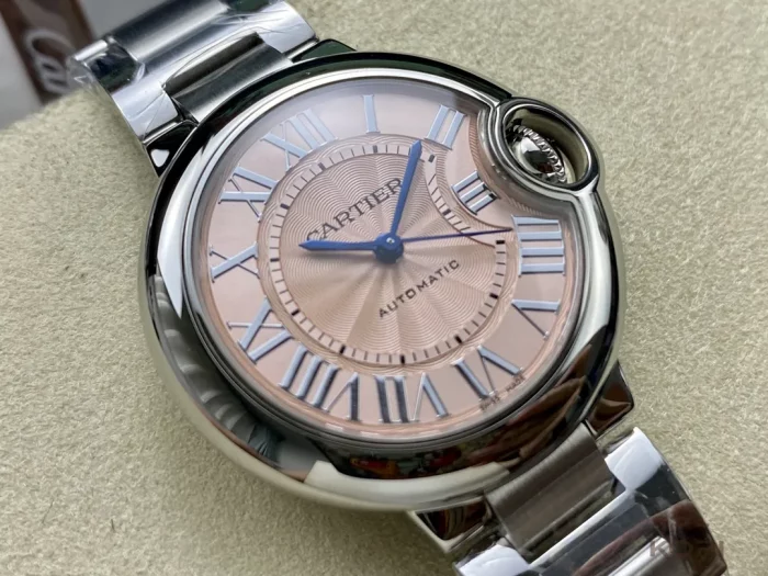 カルティエ バロンブルー W6920100｜レディース 33mm ピンク文字盤 ステンレスブレス【3K製】 - 画像 (2)