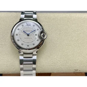 カルティエ バロンブルー W4BB0021｜レディース 33mm シルバー文字盤 ダイヤモンド11石 ステンレスブレス【3K製】