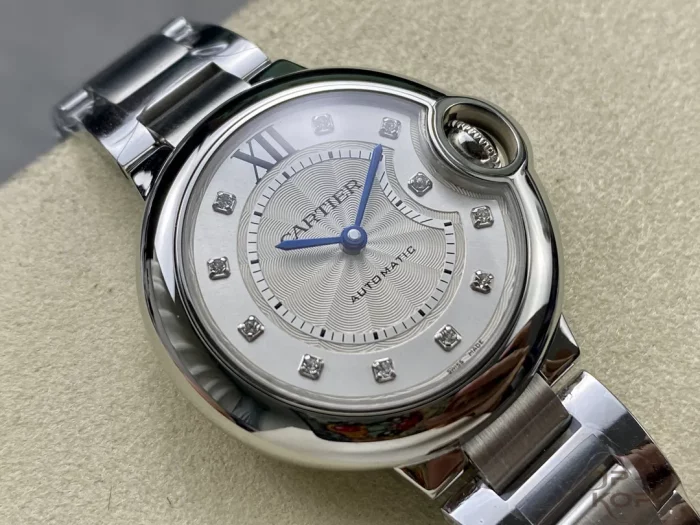 カルティエ バロンブルー W4BB0021｜レディース 33mm シルバー文字盤 ダイヤモンド11石 ステンレスブレス【3K製】 - 画像 (2)