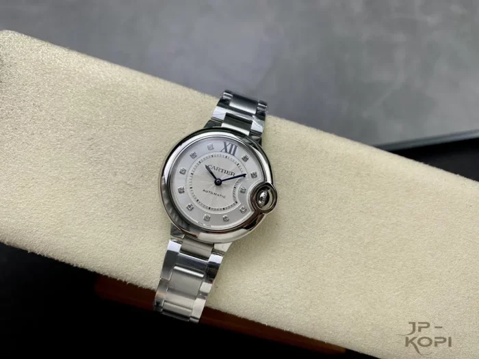カルティエ バロンブルー W4BB0021｜レディース 33mm シルバー文字盤 ダイヤモンド11石 ステンレスブレス【3K製】 - 画像 (5)