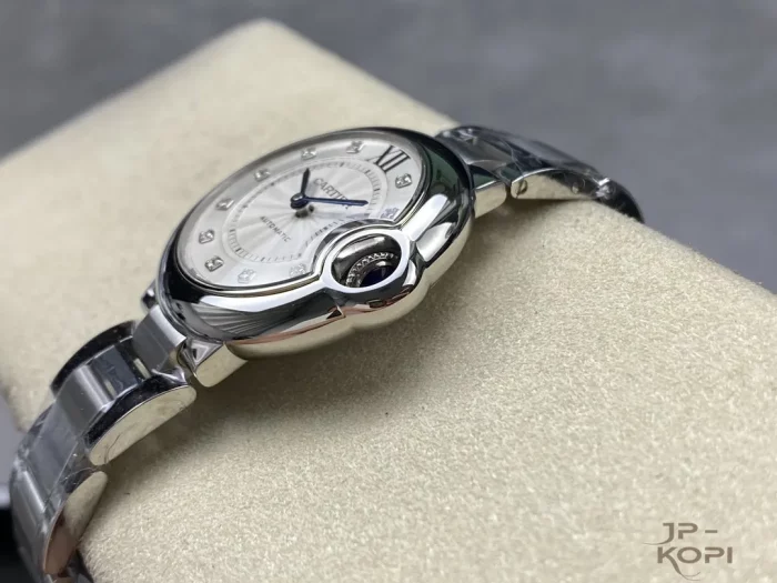 カルティエ バロンブルー W4BB0021｜レディース 33mm シルバー文字盤 ダイヤモンド11石 ステンレスブレス【3K製】 - 画像 (7)