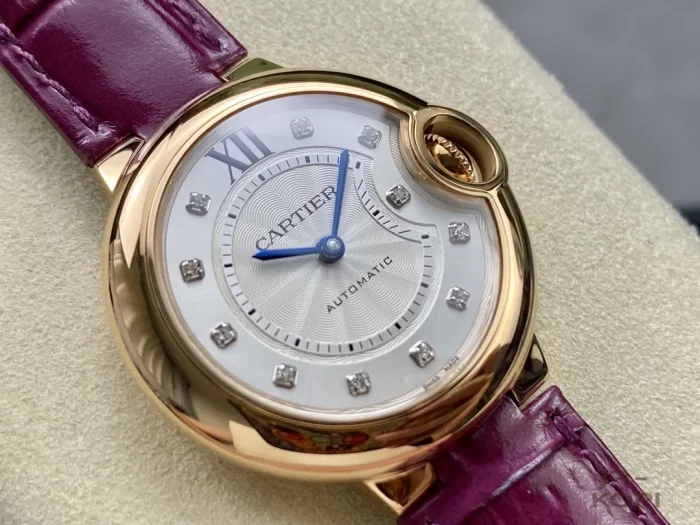 カルティエ バロンブルー WE902063｜33mm レディース｜ダイヤモンド11個＆RGレザー仕様【3K工場製】 - 画像 (2)