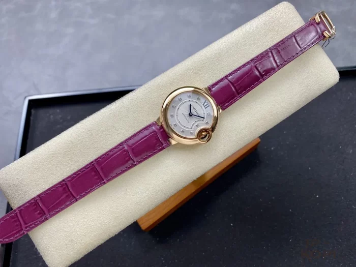 カルティエ バロンブルー WE902063｜33mm レディース｜ダイヤモンド11個＆RGレザー仕様【3K工場製】 - 画像 (4)