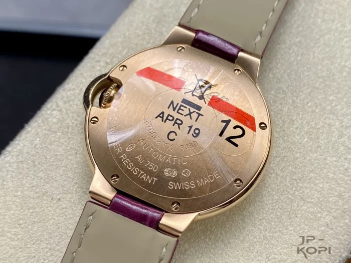 カルティエ バロンブルー WE902063｜33mm レディース｜ダイヤモンド11個＆RGレザー仕様【3K工場製】 - 画像 (7)