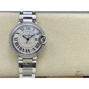 カルティエ バロンブルー W4BB0016｜33mm レディース ダイヤベゼル＆シルバーダイヤル【3K工場製】