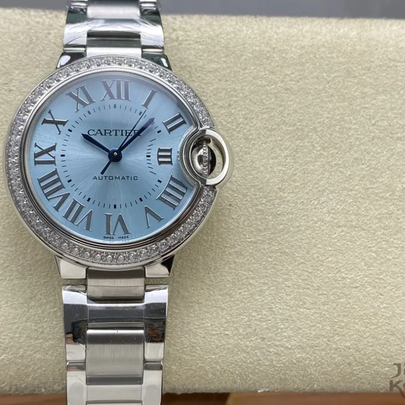 カルティエ バロンブルー W4BB0028｜ブルーダイヤル＆ダイヤベゼル レディース 33mm【3K工場製】