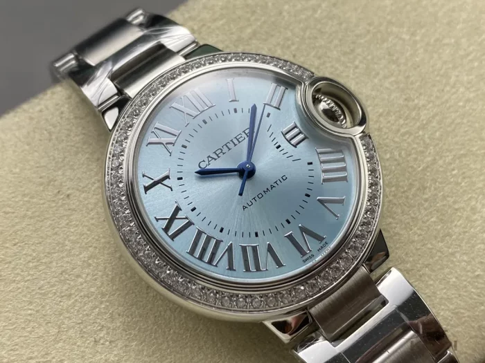 カルティエ バロンブルー W4BB0028｜ブルーダイヤル＆ダイヤベゼル レディース 33mm【3K工場製】 - 画像 (2)